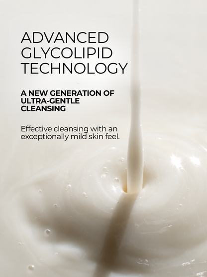 Advanced glycolipid cleansing technology in 28N Glycolipid Milk Cleanser for effective ultra-gentle cleansing with a mild skin feel
