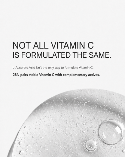 28N Vitamin C Booster pairs a stable vitamin C derivative with complementary actives instead of relying only on L-ascorbic acid