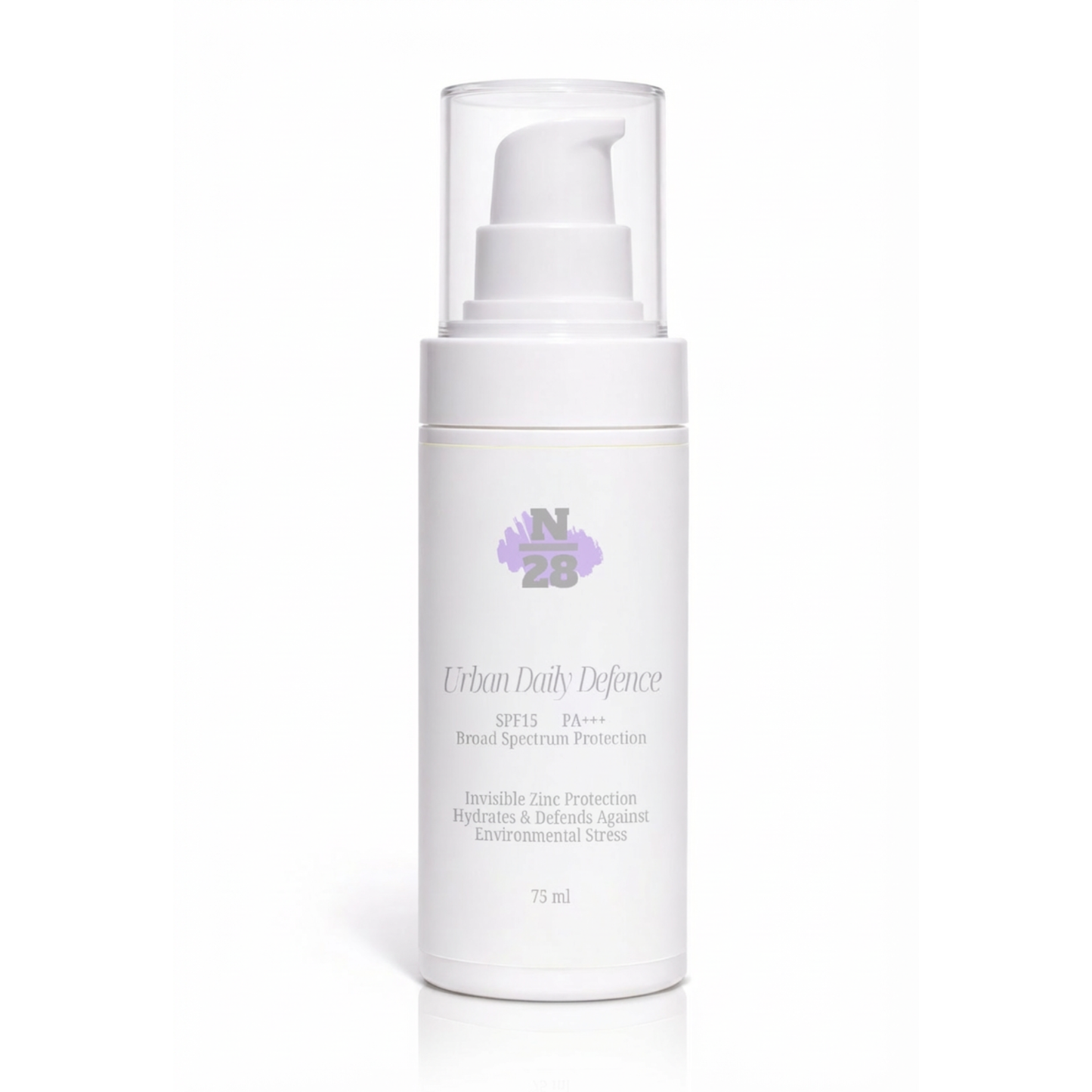 28N Urban Daily Defence SPF15 PA+++ mineral sunscreen with zinc oxide for lightweight everyday sun protection
