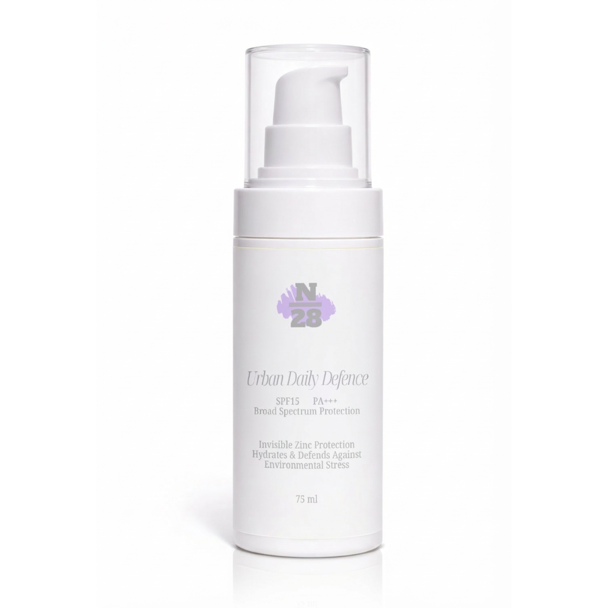 28N Urban Daily Defence SPF15 PA+++ mineral sunscreen with zinc oxide for lightweight everyday sun protection