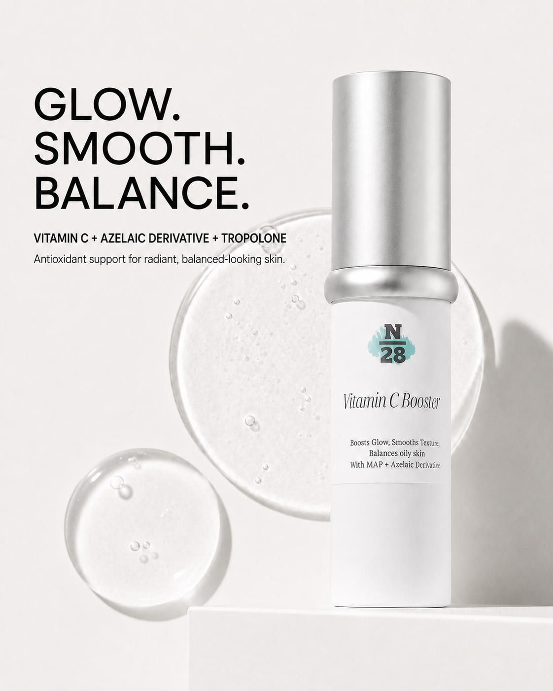 28N Vitamin C Booster with vitamin C derivative, azelaic acid derivative and Tropolone for glow, smoothness and oil balance