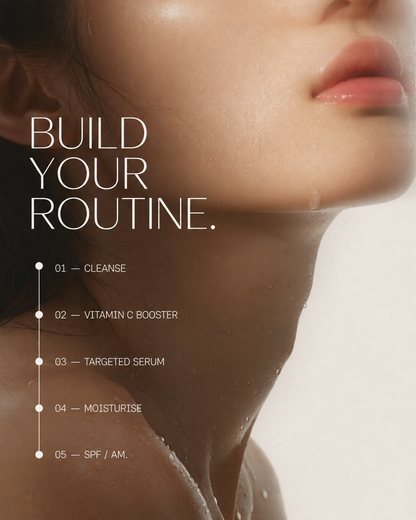 How to use 28N Vitamin C Booster in a skincare routine after cleansing and before targeted serum and moisturiser