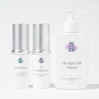 28N Anti-Ageing Routine 抗老护肤流程，cleanser Vitamin C Booster and A6 serum skincare set