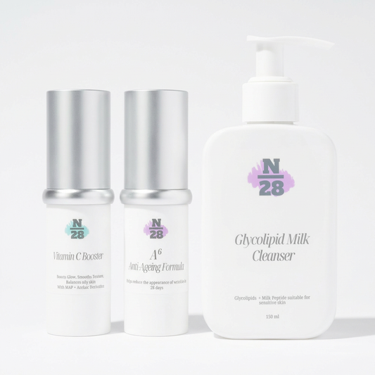 28N Anti-Ageing Routine 抗老护肤流程，cleanser Vitamin C Booster and A6 serum skincare set