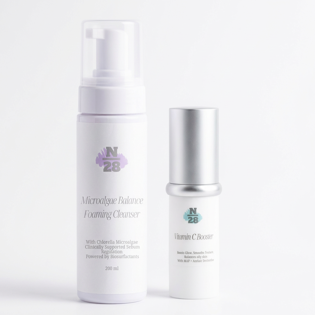 28N Oil Control Duo 控油双效组合，Microalgae Foaming Cleanser and Vitamin C Booster for oily skin